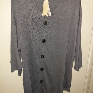 CJ Banks knit top 2x, gray/blue